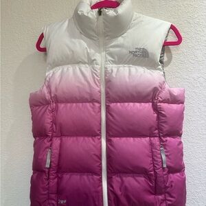 The North Face Women’s 700 fill Pink Ombre Puffer North Face vest new w tags